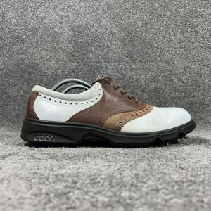 Ecco Hydromax Classic Oxford Men's Size 45 White Brown Leather Golf Shoes Used